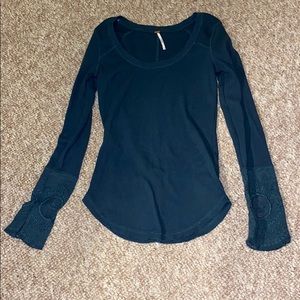 Blue Free People long sleeve blouse